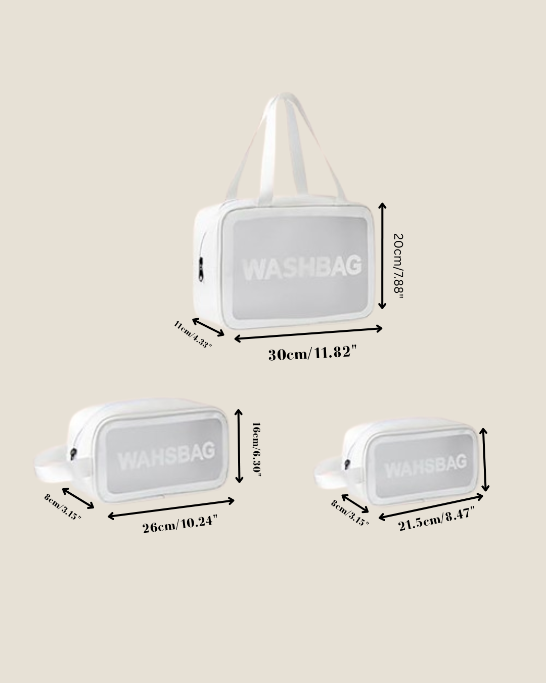 Travel Wash Bag Set of 3