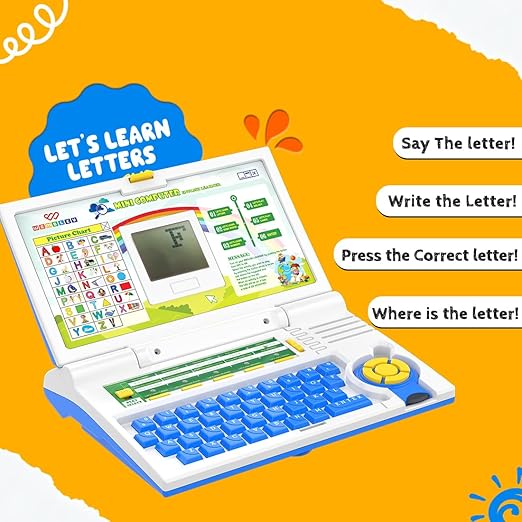 Wembley Educational Kids Laptop Learning Toy for 2-5 Years Boys Girls Computer Toys for 3 Years Fun Activity Learning Alphabet,Letter,Words,Games,Mathematics,Music,Logic Memory Tool - Blue