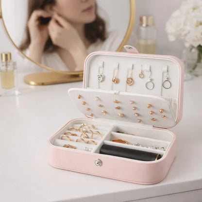 Compact Soft Leather jewelry Case - Pack jewelry like a Qeen