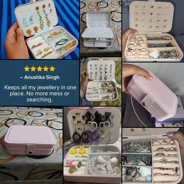 Compact Soft Leather jewelry Case - Pack jewelry like a Qeen